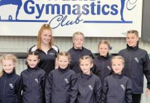 Gymnasts in action at Portland