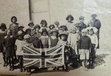 Unkonwn students fly the flag